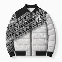 2026 Autumn Rugby Nations Fiji Custom Bomber Puffer Jacket Fijian Tapa Tribal Lauhala Inspired LT9 Unisex Black - Polynesian Pride