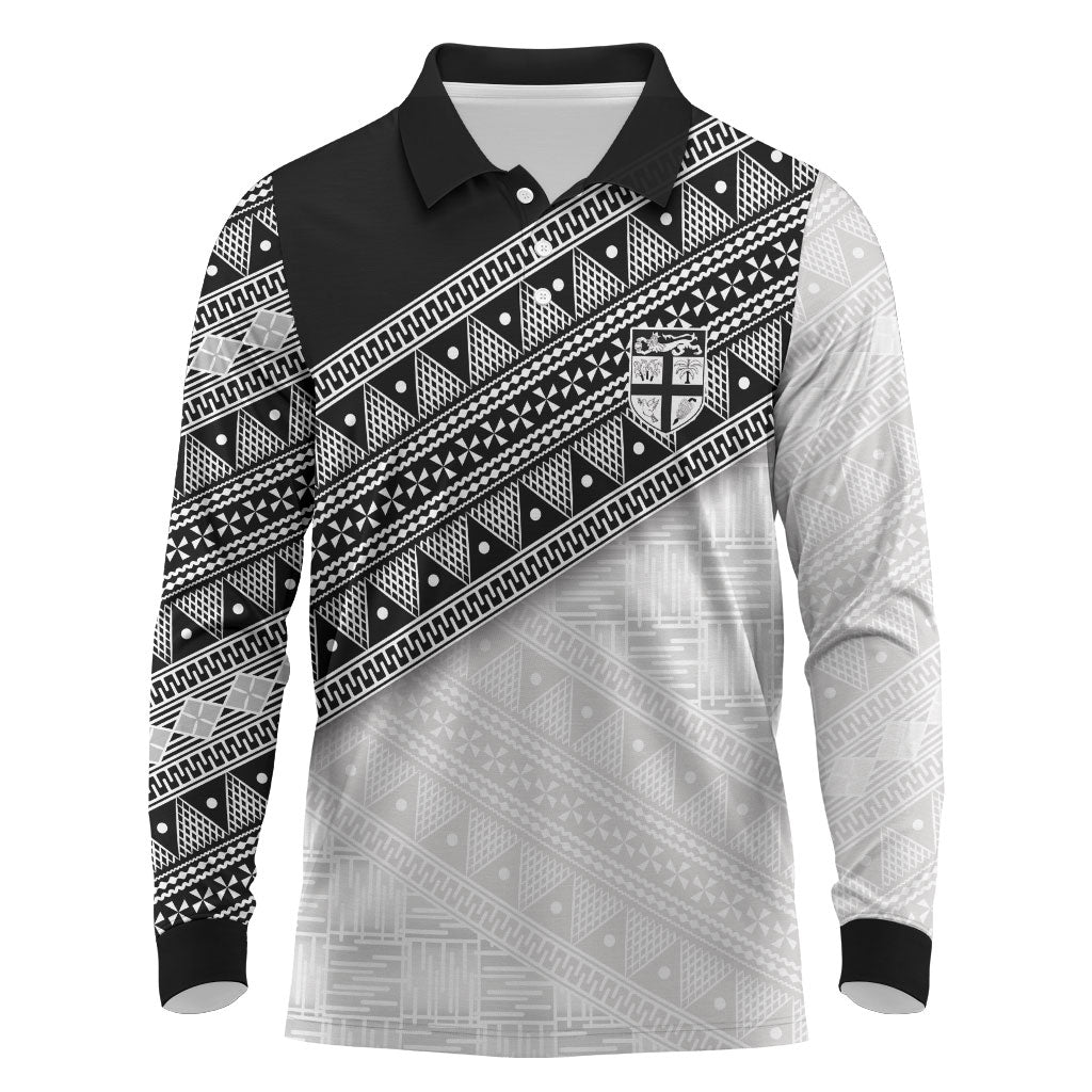 2026 Autumn Rugby Nations Fiji Custom Long Sleeve Polo Shirt Fijian Tapa Tribal Lauhala Inspired