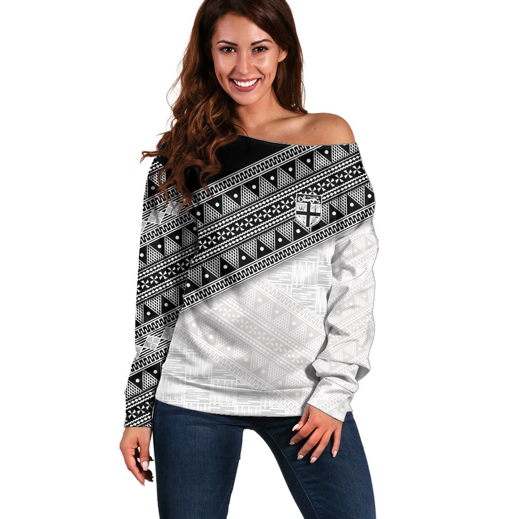 2026 Autumn Rugby Nations Fiji Custom Off Shoulder Sweater Fijian Tapa Tribal Lauhala Inspired