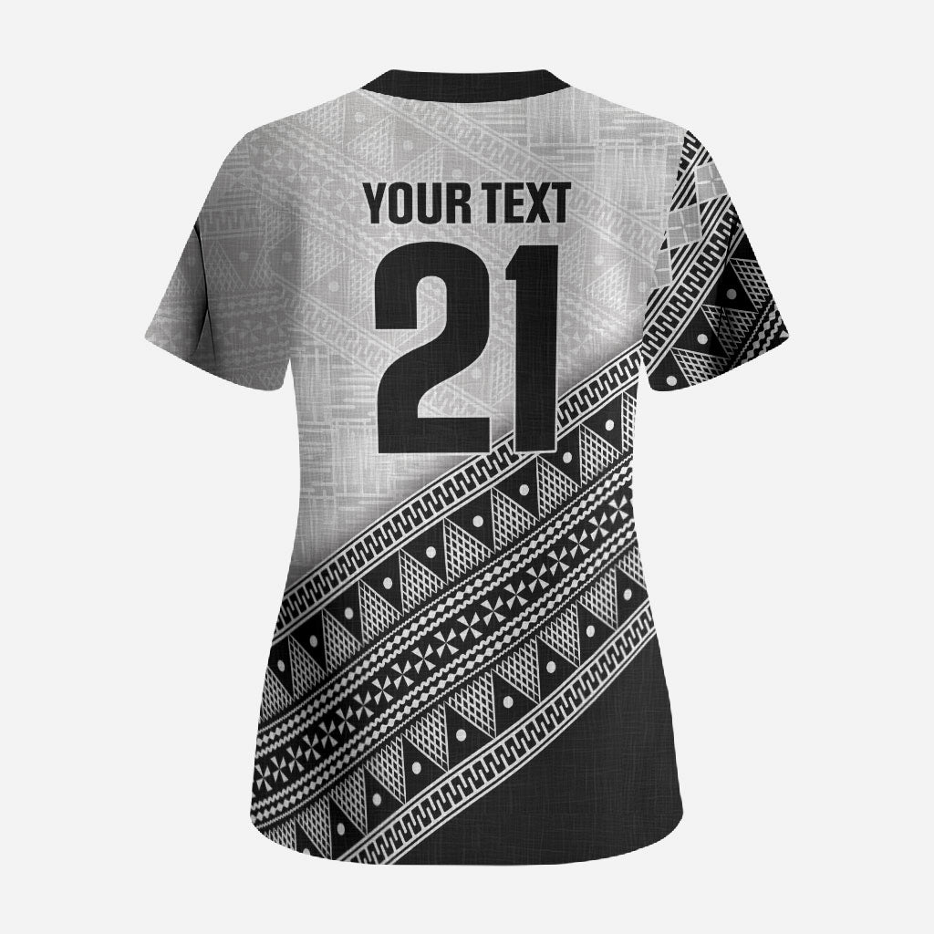 2026 Autumn Rugby Nations Fiji Custom Scrub Top Fijian Tapa Tribal Lauhala Inspired LT9 - Polynesian Pride