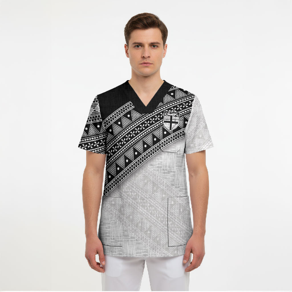 2026 Autumn Rugby Nations Fiji Custom Scrub Top Fijian Tapa Tribal Lauhala Inspired LT9 - Polynesian Pride
