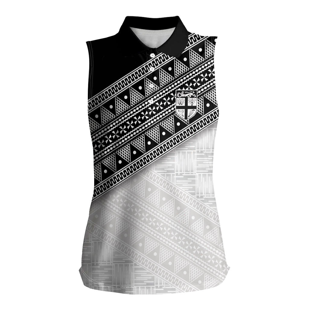 2026 Autumn Rugby Nations Fiji Custom Women Sleeveless Polo Shirt Fijian Tapa Tribal Lauhala Inspired