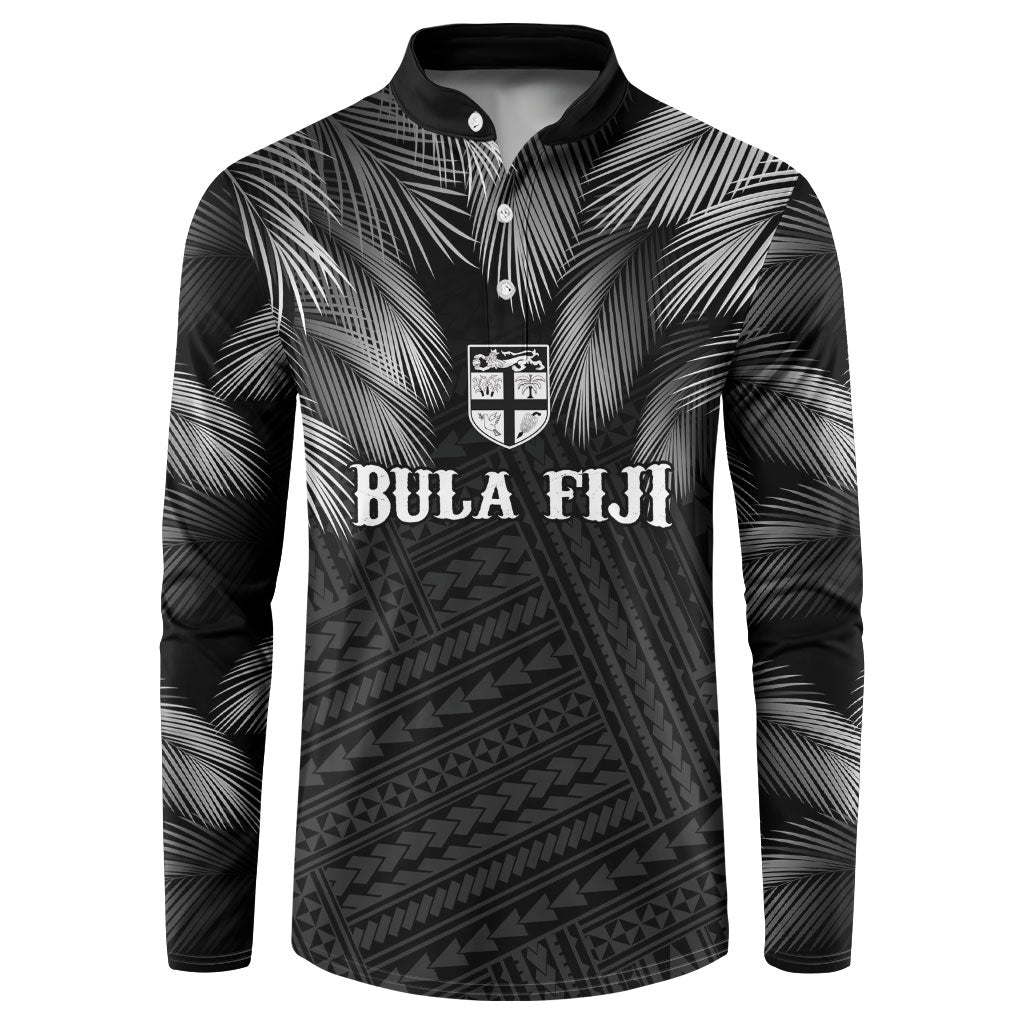 2026 Autumn Rugby Nations Fiji Custom Button Sweatshirt Fijian Palm Leaf Tapa Tribal Inspired