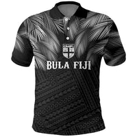 2026 Autumn Rugby Nations Fiji Custom Polo Shirt Fijian Palm Leaf Tapa Tribal Inspired LT9 Black - Polynesian Pride