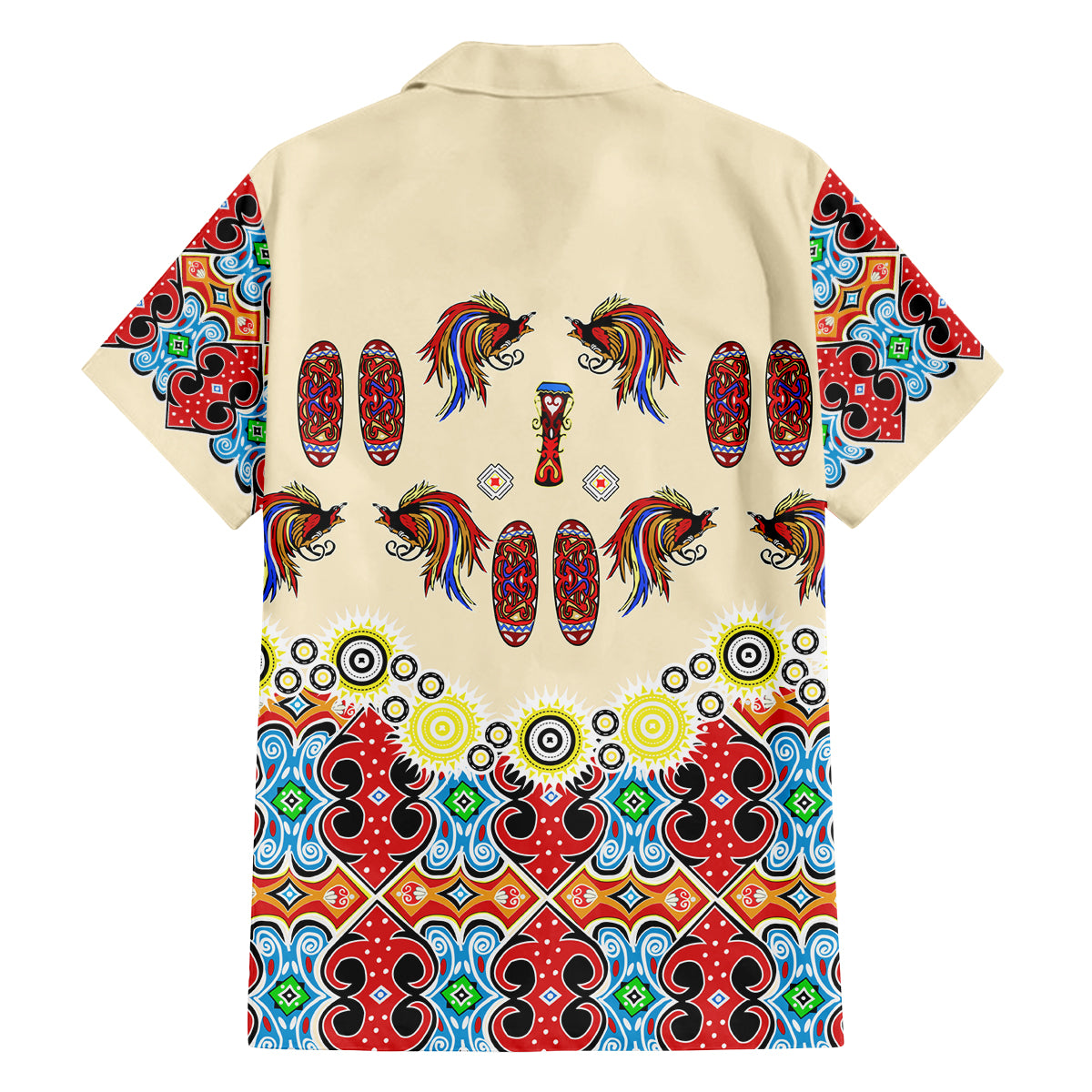 Papua Batik Motif Bird Of Paradise and Native Papuan Shield Family Matching Off Shoulder Maxi Dress and Hawaiian Shirt LT9 - Polynesian Pride