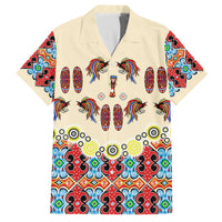 Papua Batik Motif Bird Of Paradise and Native Papuan Shield Family Matching Tank Maxi Dress and Hawaiian Shirt LT9 Dad's Shirt - Short Sleeve Beige - Polynesian Pride