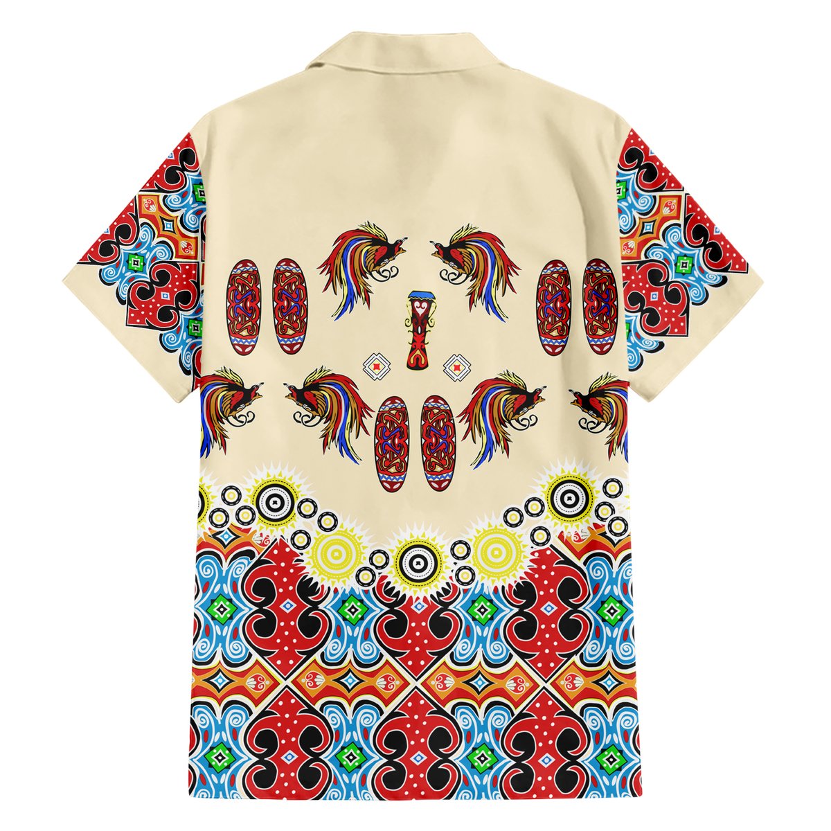 Papua Batik Motif Bird Of Paradise and Native Papuan Shield Hawaiian Shirt LT9 - Polynesian Pride