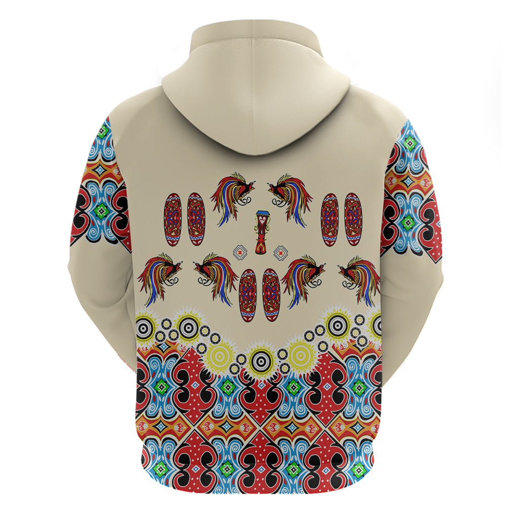 Papua Batik Motif Bird Of Paradise and Native Papuan Shield Hoodie LT9 - Polynesian Pride