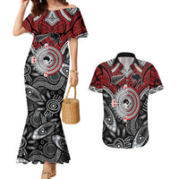 Aotearoa and Australia Couples Matching Mermaid Dress and Hawaiian Shirt New Zealand Honour The Treaty Ake!Ake!Ake! LT9 Red - Polynesian Pride