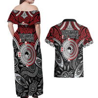 Aotearoa and Australia Couples Matching Off Shoulder Maxi Dress and Hawaiian Shirt New Zealand Honour The Treaty Ake!Ake!Ake! LT9 - Polynesian Pride