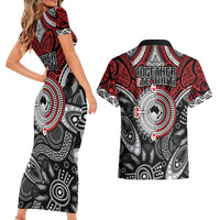 Aotearoa and Australia Couples Matching Short Sleeve Bodycon Dress and Hawaiian Shirt New Zealand Honour The Treaty Ake!Ake!Ake! LT9 - Polynesian Pride