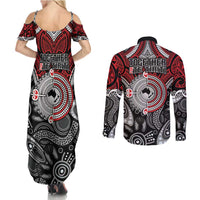 Aotearoa and Australia Couples Matching Summer Maxi Dress and Long Sleeve Button Shirt New Zealand Honour The Treaty Ake!Ake!Ake!