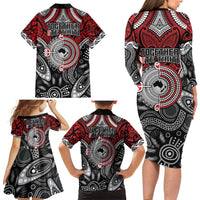 Aotearoa and Australia Family Matching Long Sleeve Bodycon Dress and Hawaiian Shirt New Zealand Honour The Treaty Ake!Ake!Ake! LT9 - Polynesian Pride