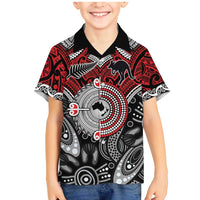 Aotearoa and Australia Family Matching Mermaid Dress and Hawaiian Shirt New Zealand Honour The Treaty Ake!Ake!Ake! LT9 Son's Shirt Red - Polynesian Pride