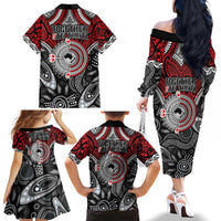Aotearoa and Australia Family Matching Off The Shoulder Long Sleeve Dress and Hawaiian Shirt New Zealand Honour The Treaty Ake!Ake!Ake! LT9 - Polynesian Pride