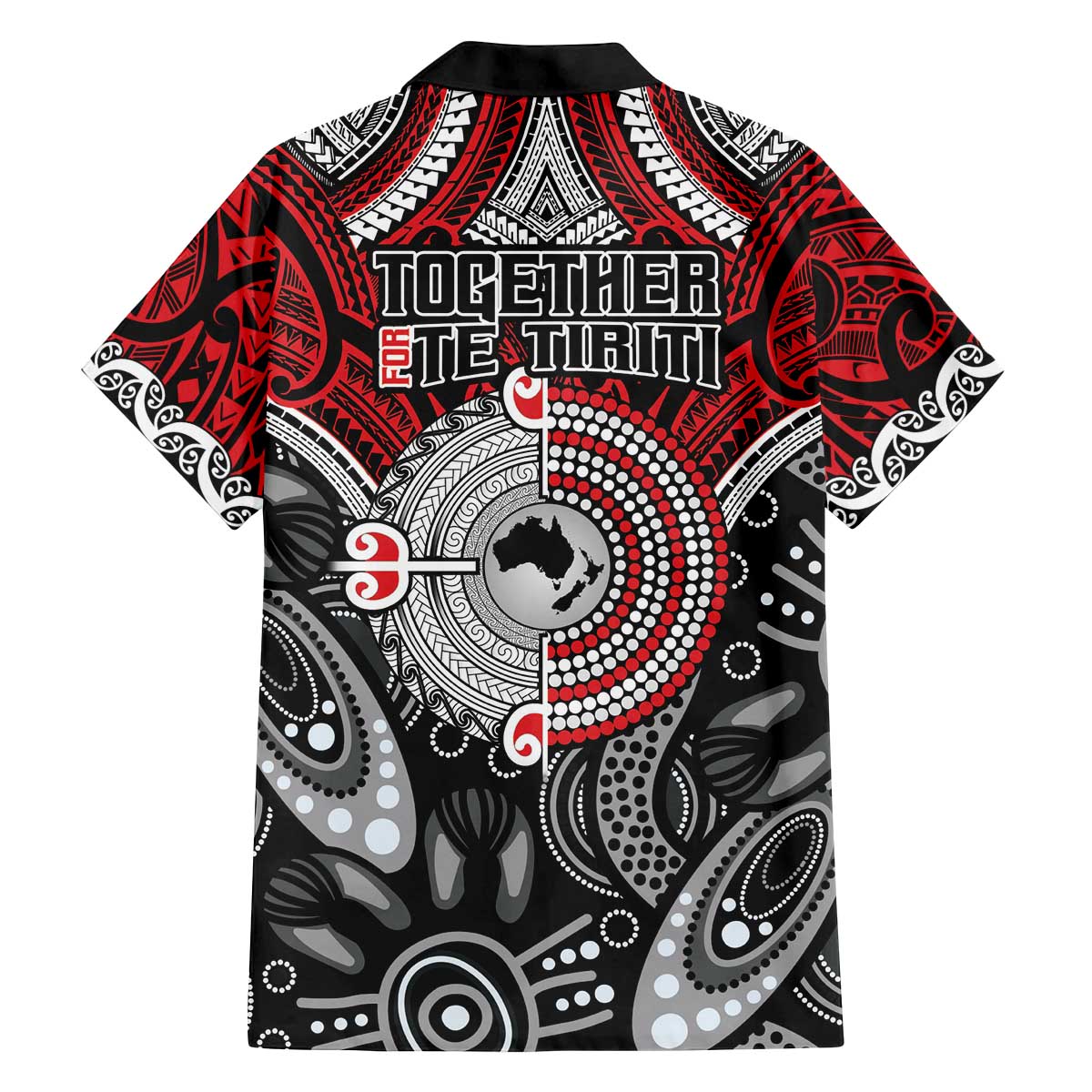 Aotearoa and Australia Family Matching Off The Shoulder Long Sleeve Dress and Hawaiian Shirt New Zealand Honour The Treaty Ake!Ake!Ake! LT9 - Polynesian Pride