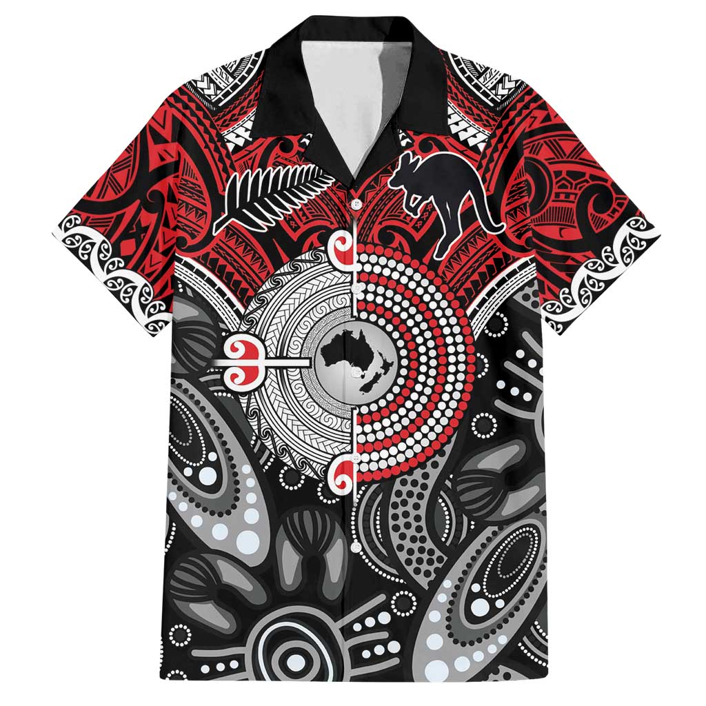 Aotearoa and Australia Family Matching Off Shoulder Maxi Dress and Hawaiian Shirt New Zealand Honour The Treaty Ake!Ake!Ake! LT9 Dad's Shirt - Short Sleeve Red - Polynesian Pride