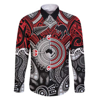 Aotearoa and Australia Family Matching Off Shoulder Maxi Dress and Hawaiian Shirt New Zealand Honour The Treaty Ake!Ake!Ake! LT9 Dad's Shirt - Long Sleeve Red - Polynesian Pride