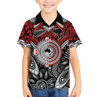 Aotearoa and Australia Family Matching Off Shoulder Maxi Dress and Hawaiian Shirt New Zealand Honour The Treaty Ake!Ake!Ake! LT9 Son's Shirt Red - Polynesian Pride