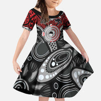 Aotearoa and Australia Family Matching Tank Maxi Dress and Hawaiian Shirt New Zealand Honour The Treaty Ake!Ake!Ake! LT9 Daughter's Dress Red - Polynesian Pride