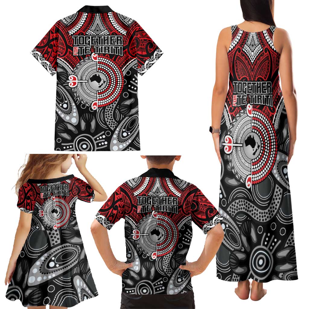 Aotearoa and Australia Family Matching Tank Maxi Dress and Hawaiian Shirt New Zealand Honour The Treaty Ake!Ake!Ake! LT9 - Polynesian Pride