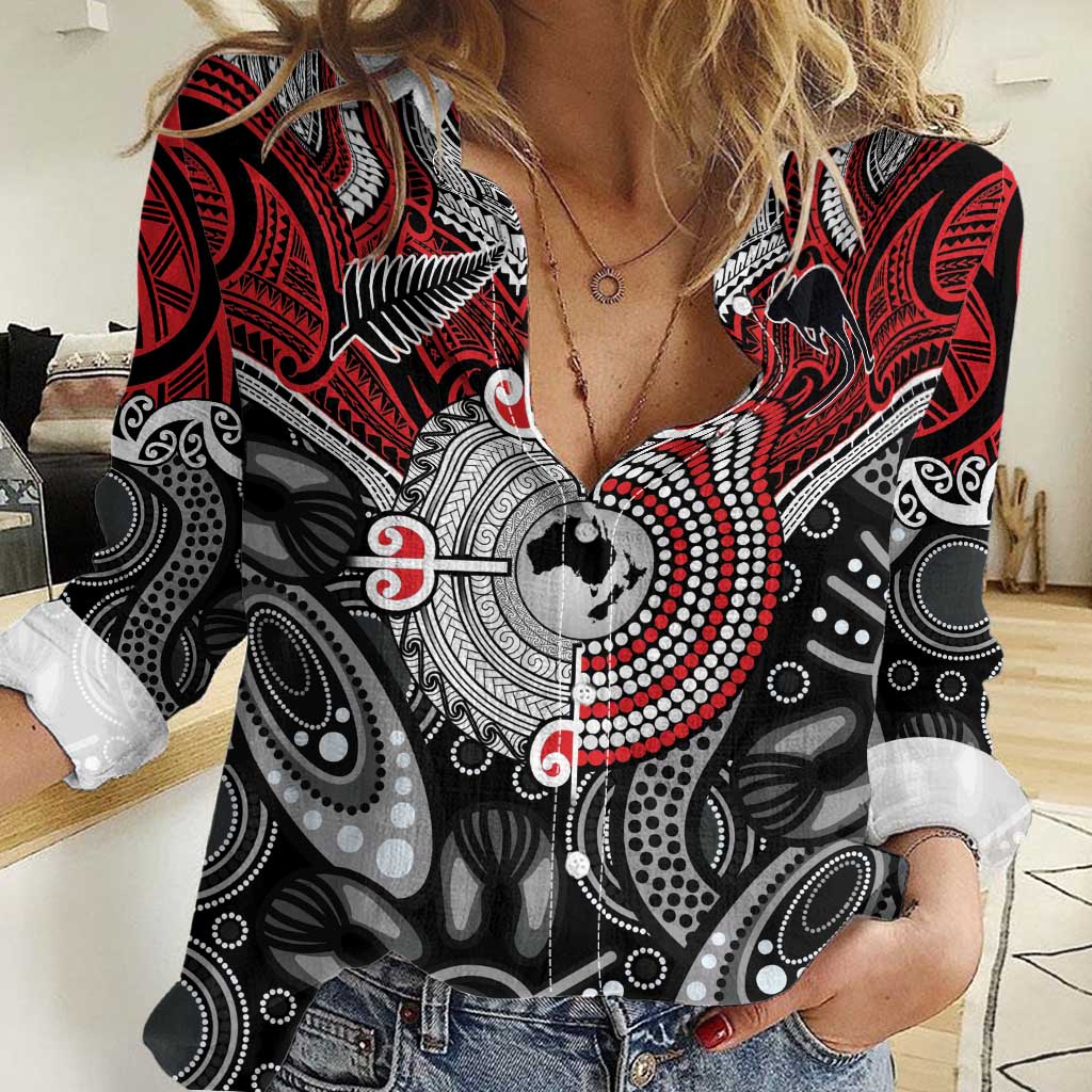Aotearoa and Australia Women Casual Shirt New Zealand Honour The Treaty Ake!Ake!Ake! LT9 Female Red - Polynesian Pride