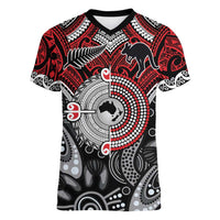 Aotearoa and Australia Women V-Neck T-Shirt New Zealand Honour The Treaty Ake!Ake!Ake!