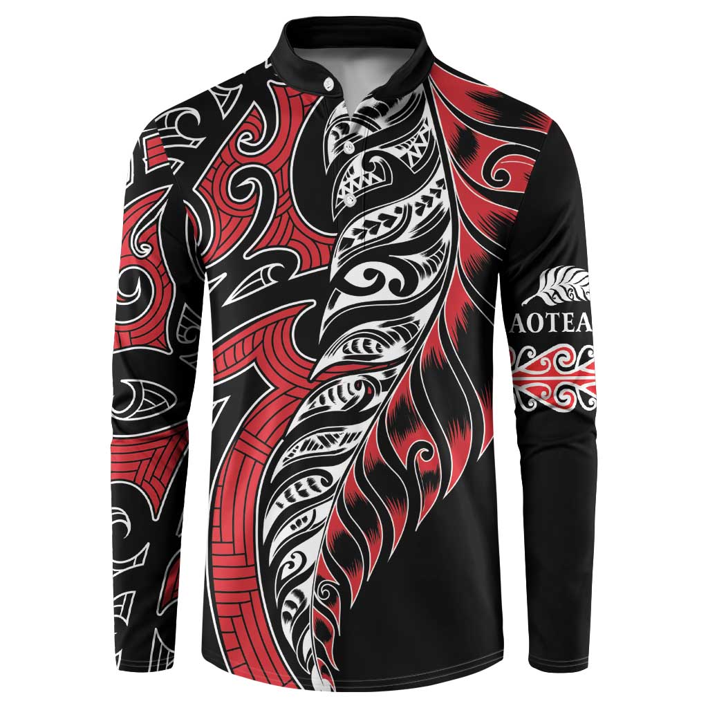 Koru Fern New Zealand Button Sweatshirt Maori Tribal Pattern