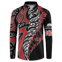 Koru Fern New Zealand Button Sweatshirt Maori Tribal Pattern