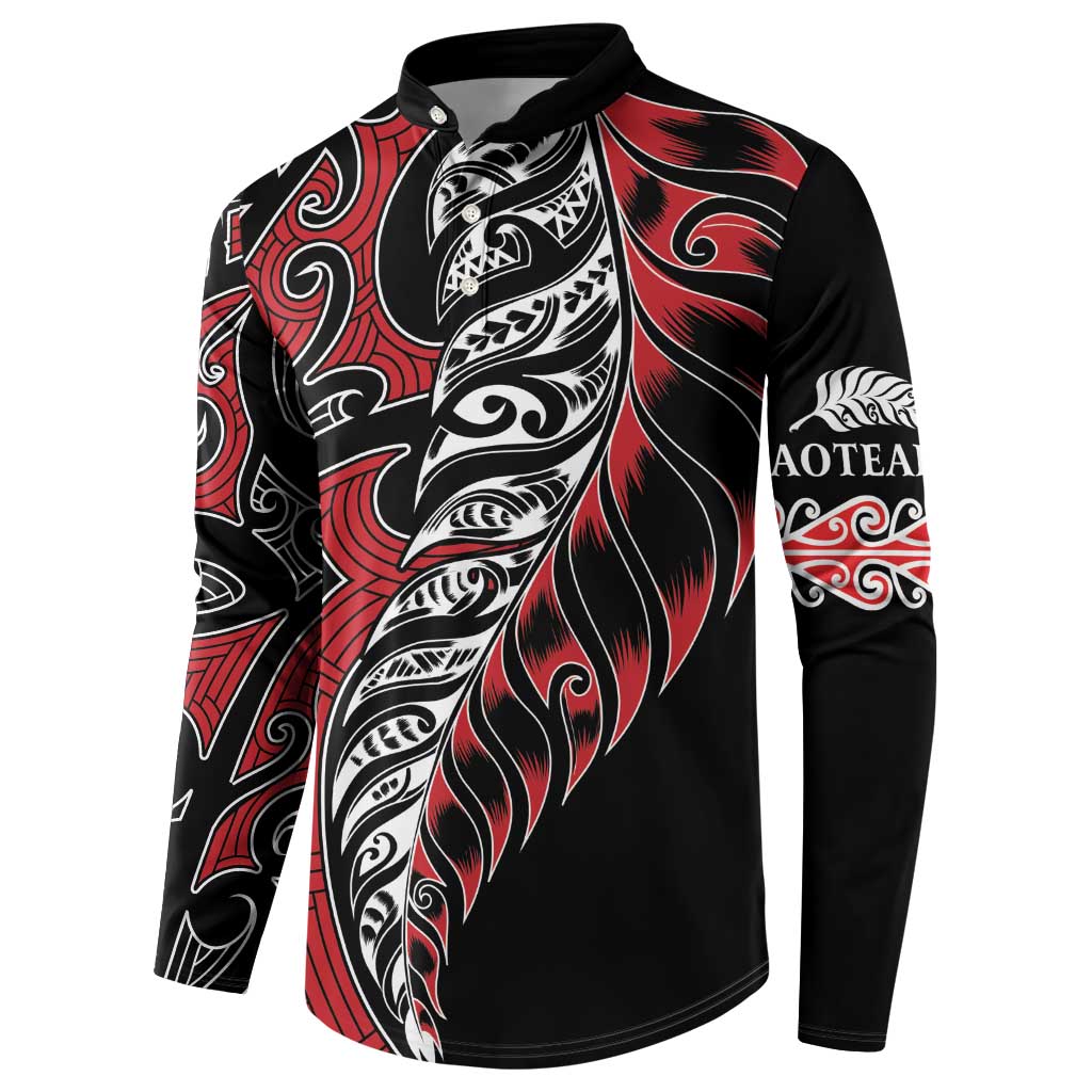 Koru Fern New Zealand Button Sweatshirt Maori Tribal Pattern
