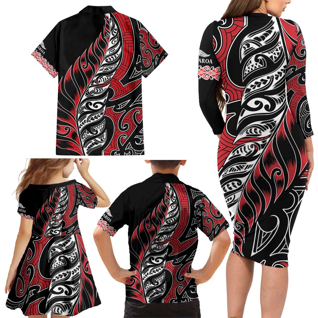 Koru Fern New Zealand Family Matching Long Sleeve Bodycon Dress and Hawaiian Shirt Maori Tribal Pattern LT9 - Polynesian Pride