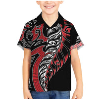Koru Fern New Zealand Family Matching Mermaid Dress and Hawaiian Shirt Maori Tribal Pattern LT9 Son's Shirt Red - Polynesian Pride