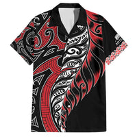 Koru Fern New Zealand Family Matching Off Shoulder Maxi Dress and Hawaiian Shirt Maori Tribal Pattern LT9 Dad's Shirt - Short Sleeve Red - Polynesian Pride