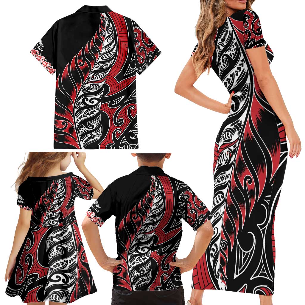 Koru Fern New Zealand Family Matching Short Sleeve Bodycon Dress and Hawaiian Shirt Maori Tribal Pattern LT9 - Polynesian Pride