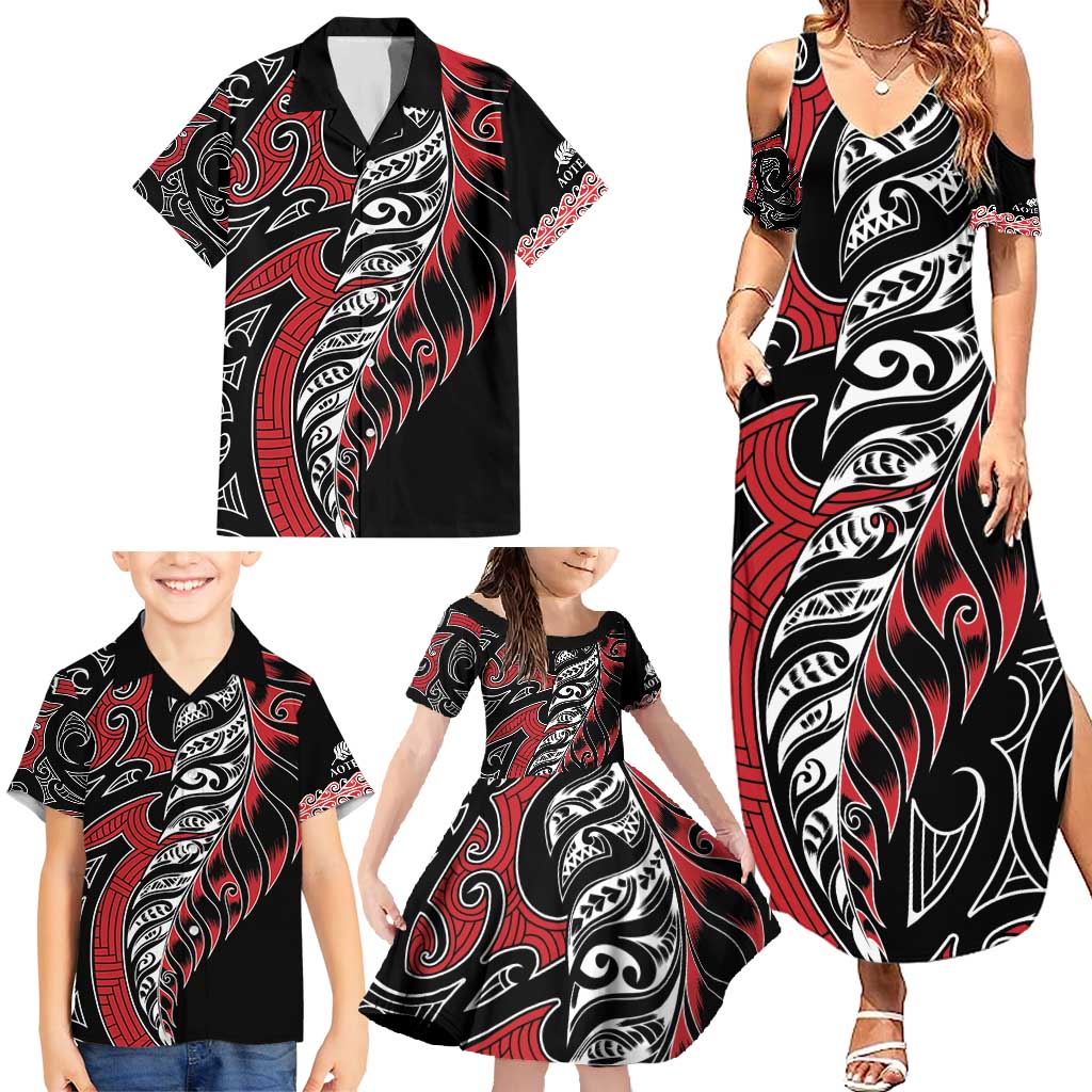 Koru Fern New Zealand Family Matching Summer Maxi Dress and Hawaiian Shirt Maori Tribal Pattern LT9 - Polynesian Pride