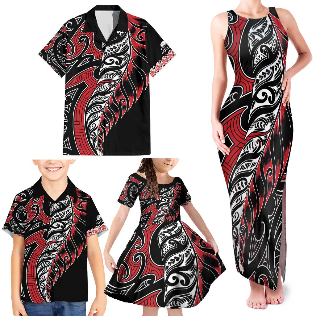 Koru Fern New Zealand Family Matching Tank Maxi Dress and Hawaiian Shirt Maori Tribal Pattern LT9 - Polynesian Pride