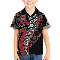 Koru Fern New Zealand Family Matching Tank Maxi Dress and Hawaiian Shirt Maori Tribal Pattern LT9 Son's Shirt Red - Polynesian Pride
