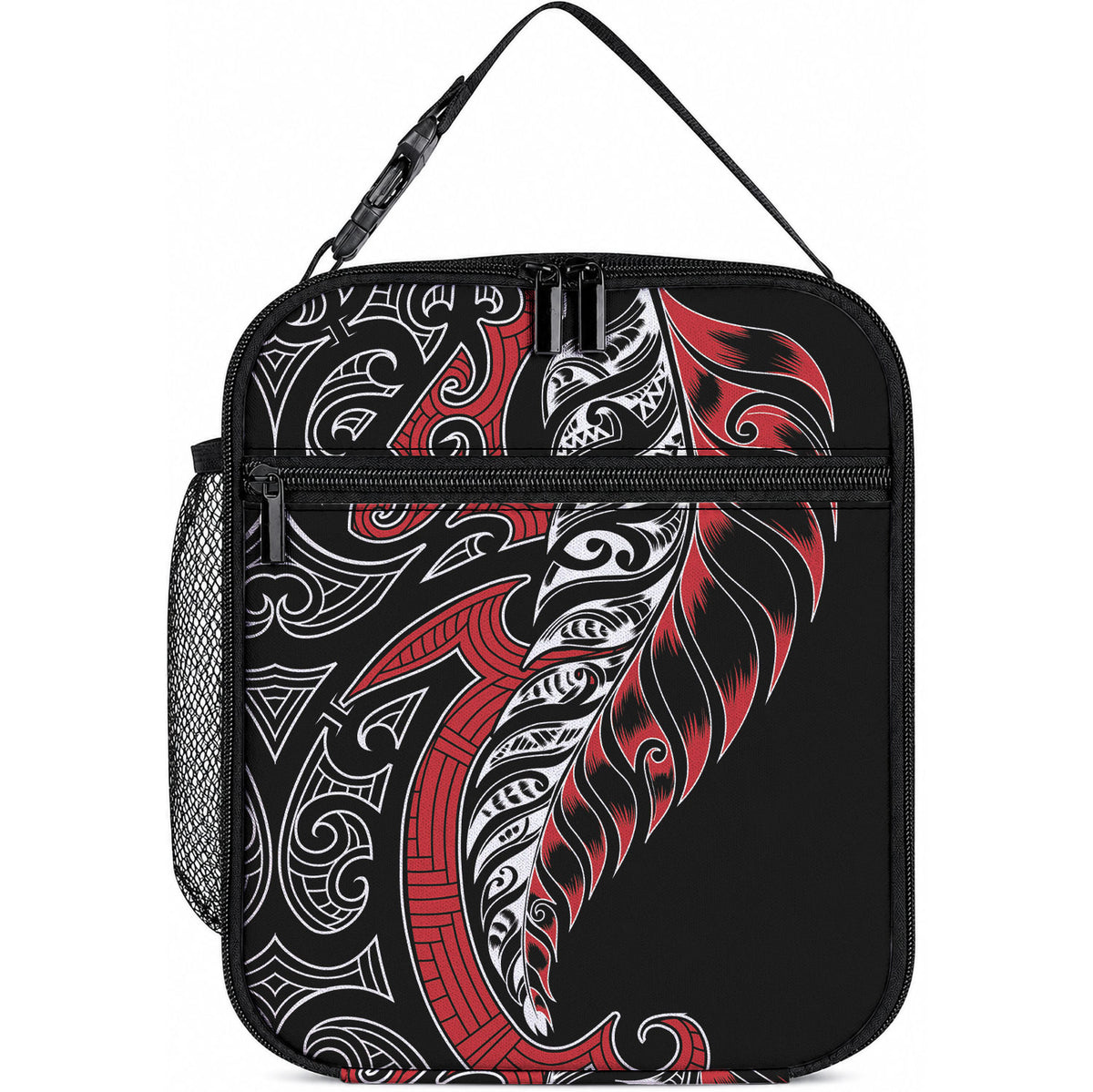 Koru Fern New Zealand Lunch Bag Maori Tribal Pattern LT9 10.2 × 8.3 × 4.3 inch Red - Polynesian Pride