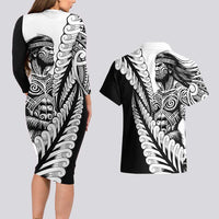 Koru Fern New Zealand Maori Tribal Warrior Couples Matching Long Sleeve Bodycon Dress and Hawaiian Shirt LT9 - Polynesian Pride