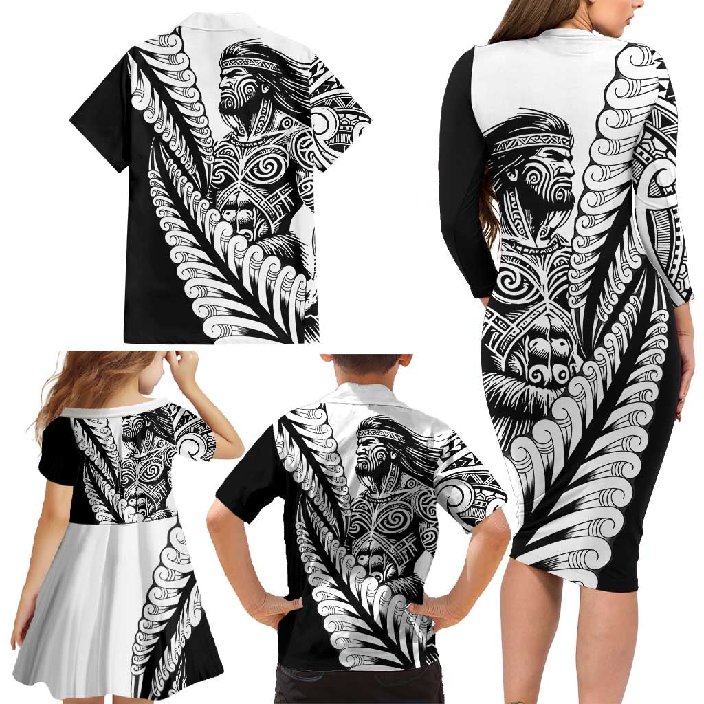 Koru Fern New Zealand Maori Tribal Warrior Family Matching Long Sleeve Bodycon Dress and Hawaiian Shirt LT9 - Polynesian Pride