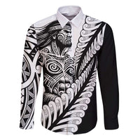 Koru Fern New Zealand Maori Tribal Warrior Family Matching Long Sleeve Bodycon Dress and Hawaiian Shirt LT9 Dad's Shirt - Long Sleeve Black - Polynesian Pride