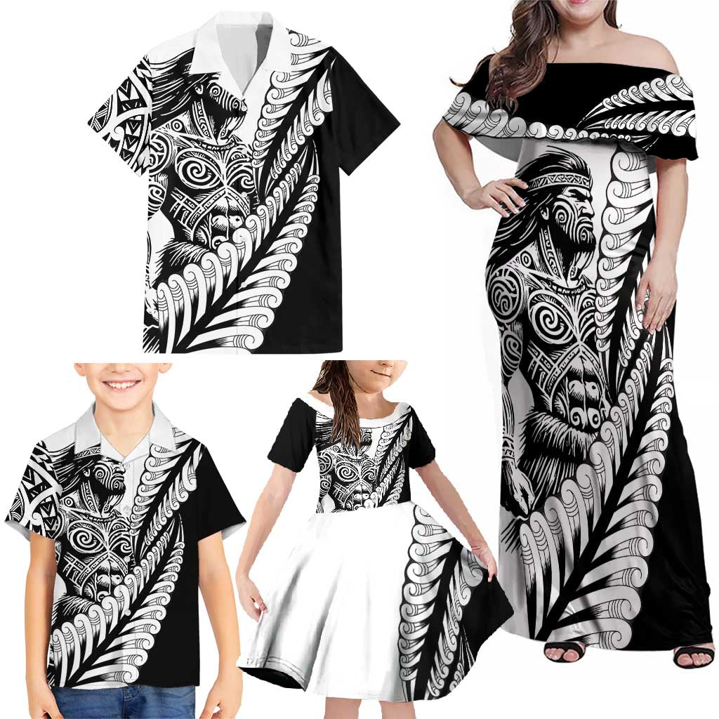 Koru Fern New Zealand Maori Tribal Warrior Family Matching Off Shoulder Maxi Dress and Hawaiian Shirt LT9 - Polynesian Pride