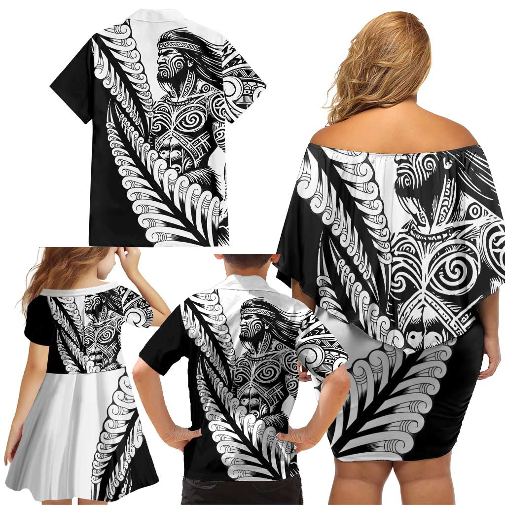Koru Fern New Zealand Maori Tribal Warrior Family Matching Off Shoulder Short Dress and Hawaiian Shirt LT9 - Polynesian Pride