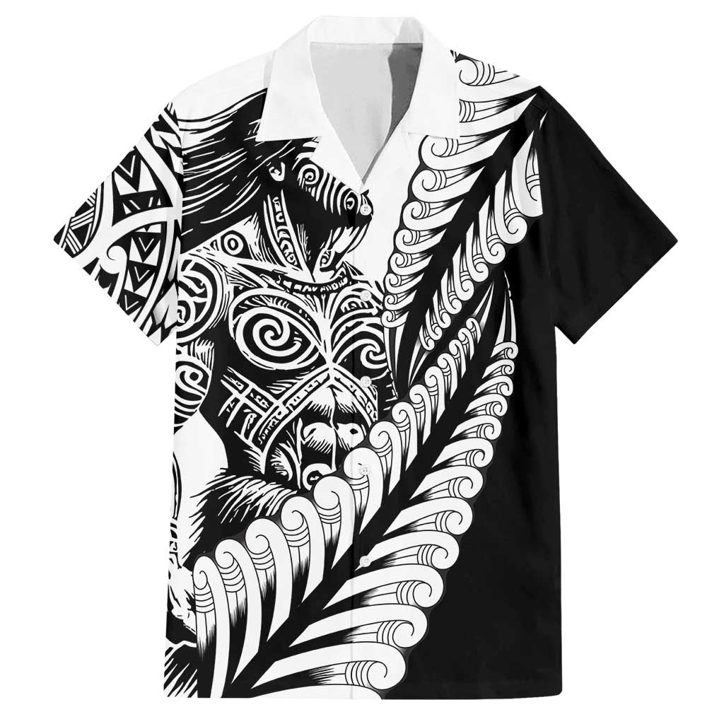 Koru Fern New Zealand Maori Tribal Warrior Family Matching Off Shoulder Short Dress and Hawaiian Shirt LT9 Dad's Shirt - Short Sleeve Black - Polynesian Pride