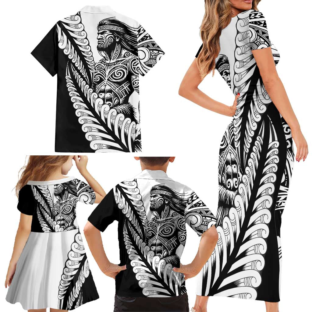 Koru Fern New Zealand Maori Tribal Warrior Family Matching Short Sleeve Bodycon Dress and Hawaiian Shirt LT9 - Polynesian Pride