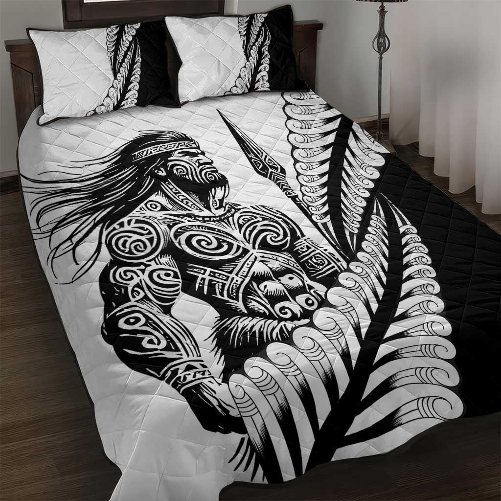 Koru Fern New Zealand Maori Tribal Warrior Quilt Bed Set LT9 Black - Polynesian Pride