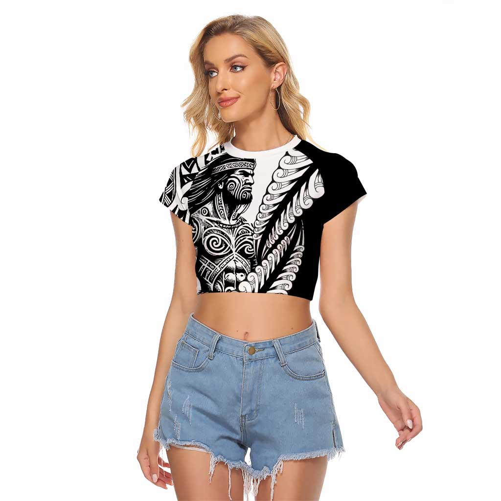 Koru Fern New Zealand Maori Tribal Warrior Raglan Cropped T Shirt