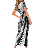 Koru Fern New Zealand Maori Tribal Warrior Short Sleeve Bodycon Dress LT9 - Polynesian Pride