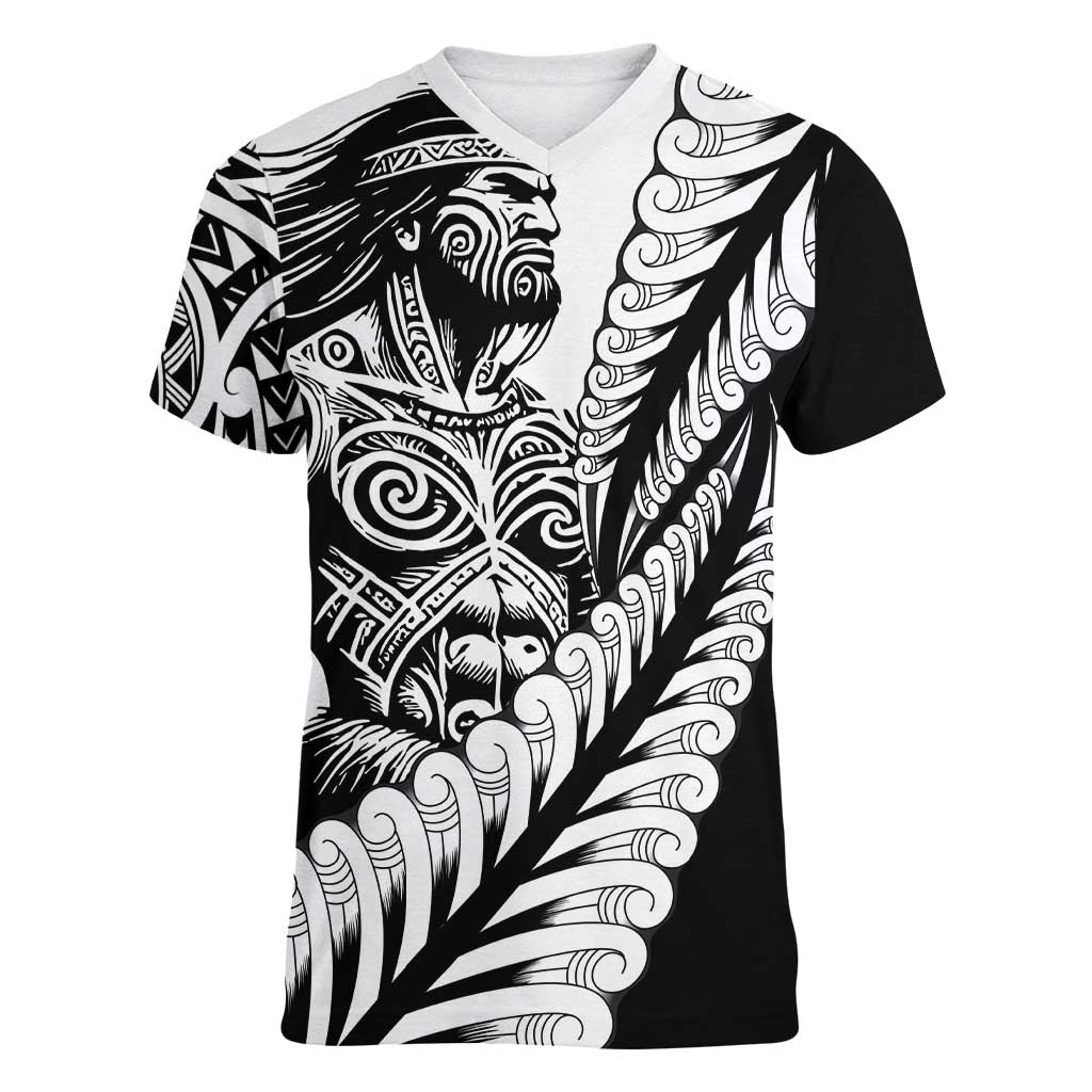 Koru Fern New Zealand Maori Tribal Warrior Women V-Neck T-Shirt