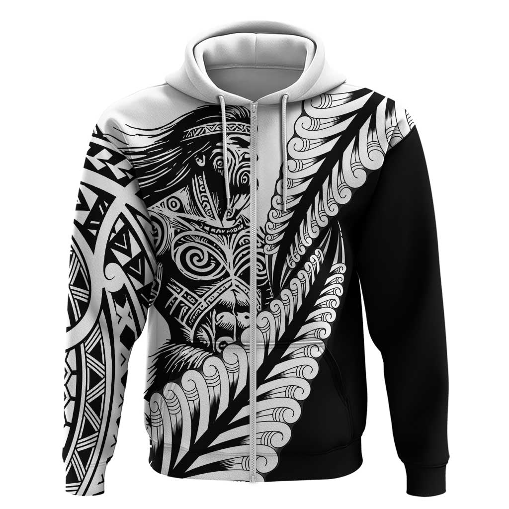 Koru Fern New Zealand Maori Tribal Warrior Zip Hoodie LT9 Zip Hoodie Black - Polynesian Pride
